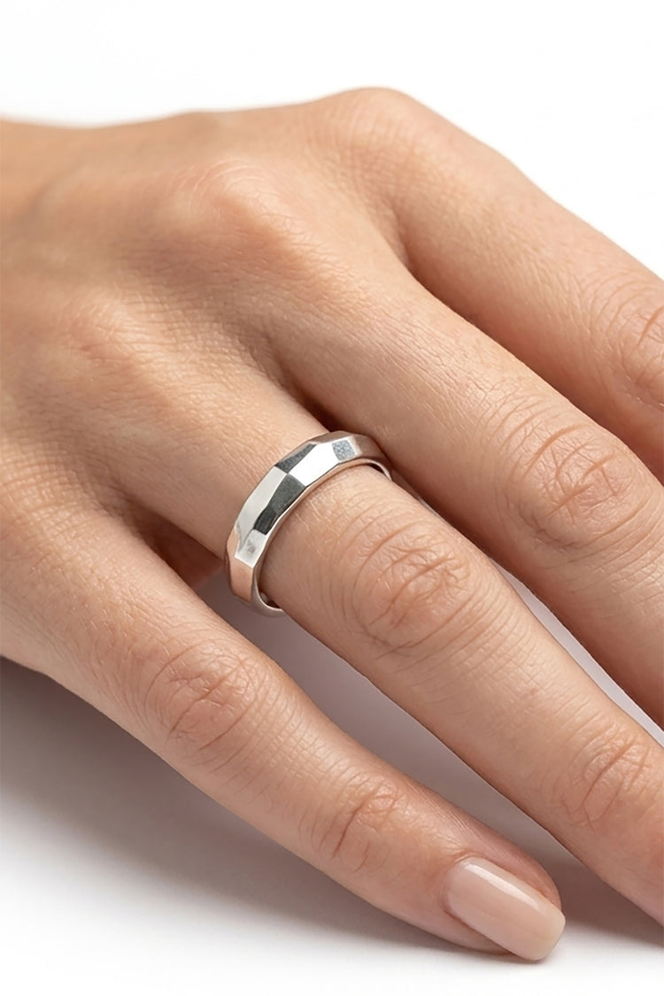TS Solid Silver schmaler Facettenring