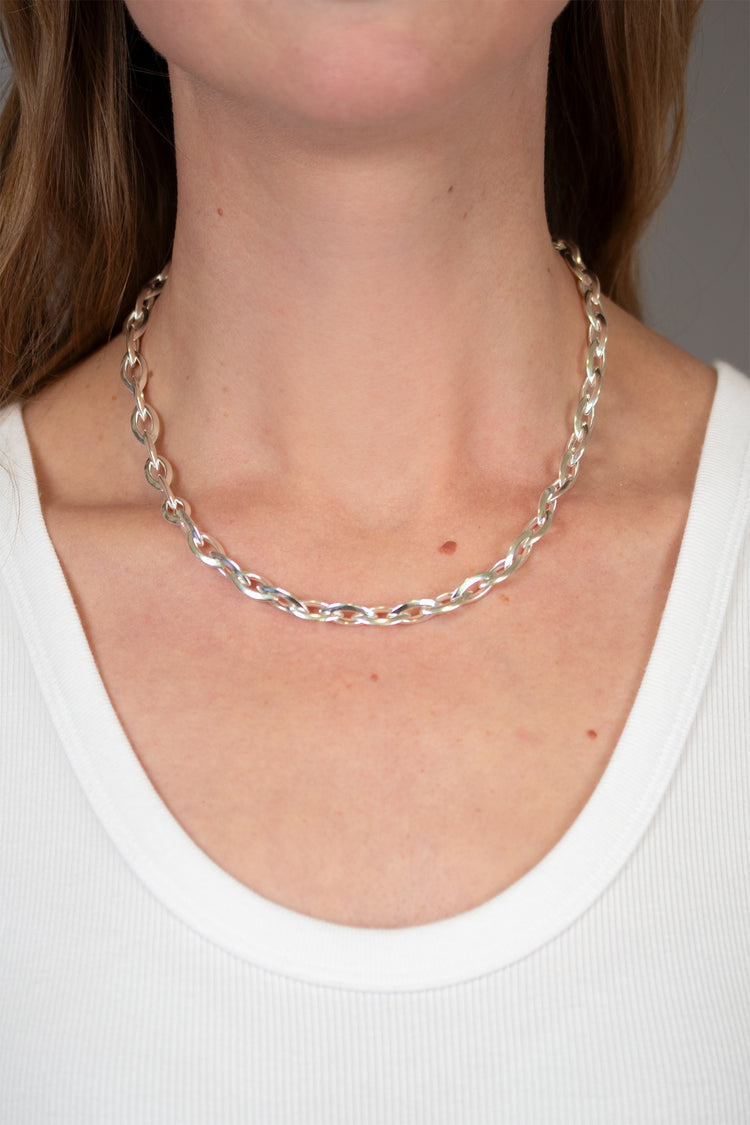 TS Solid Silver Collier 40 cm Navettekette