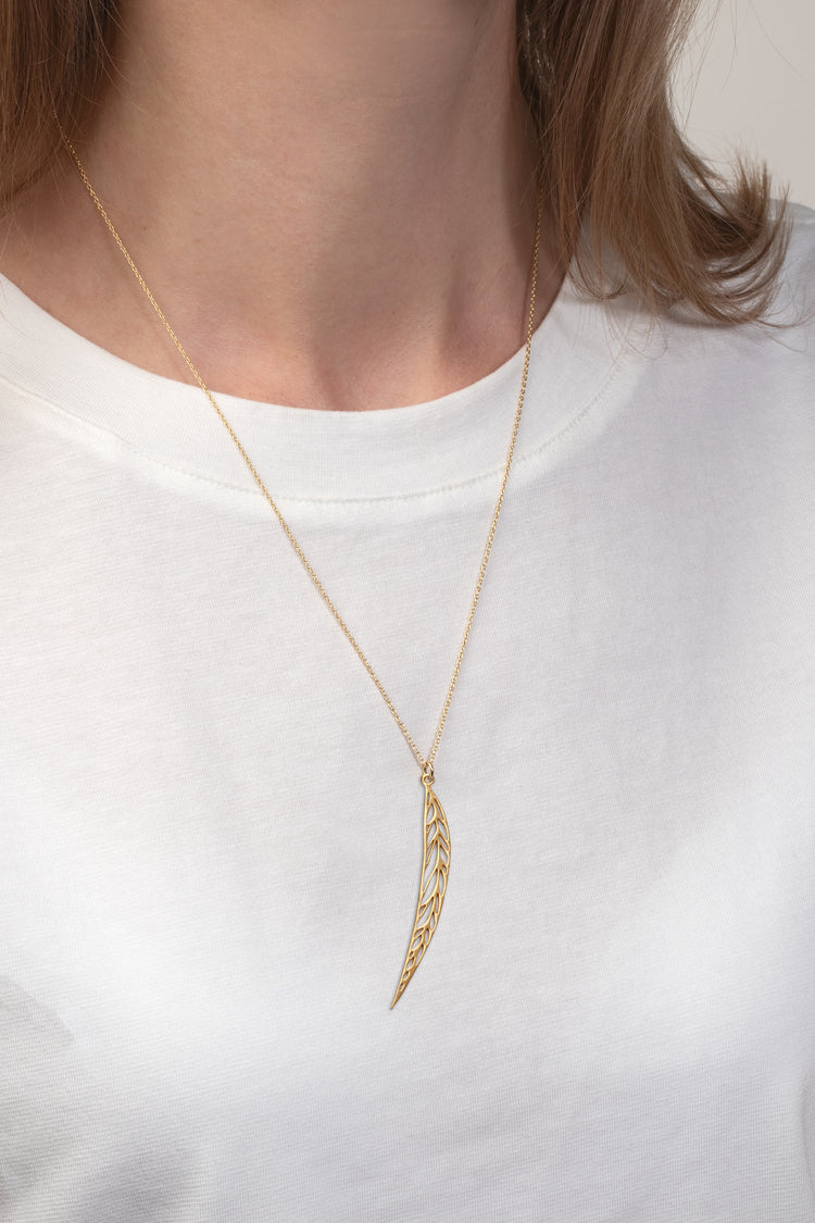 Gaia - Halskette Weidenblatt lang