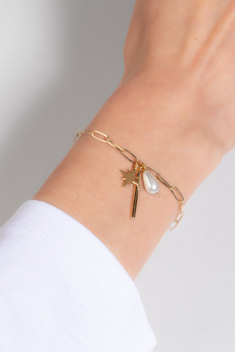 Ganymed Pearl - Armband Tropfen, Stern, Stab