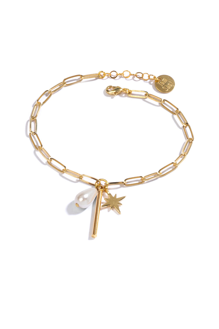 Ganymed Pearl - Armband Tropfen, Stern, Stab