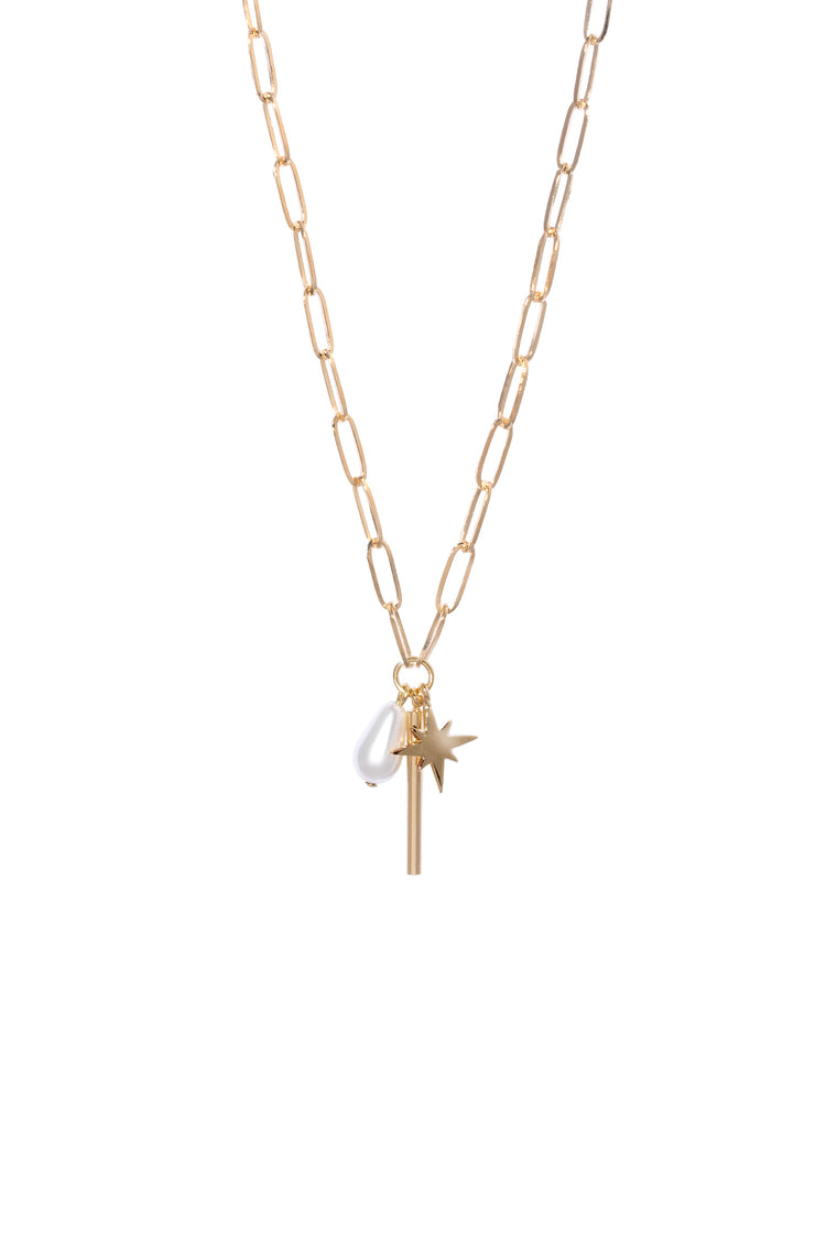 Ganymed Pearl - Collier Tropfen, Stern, Stab
