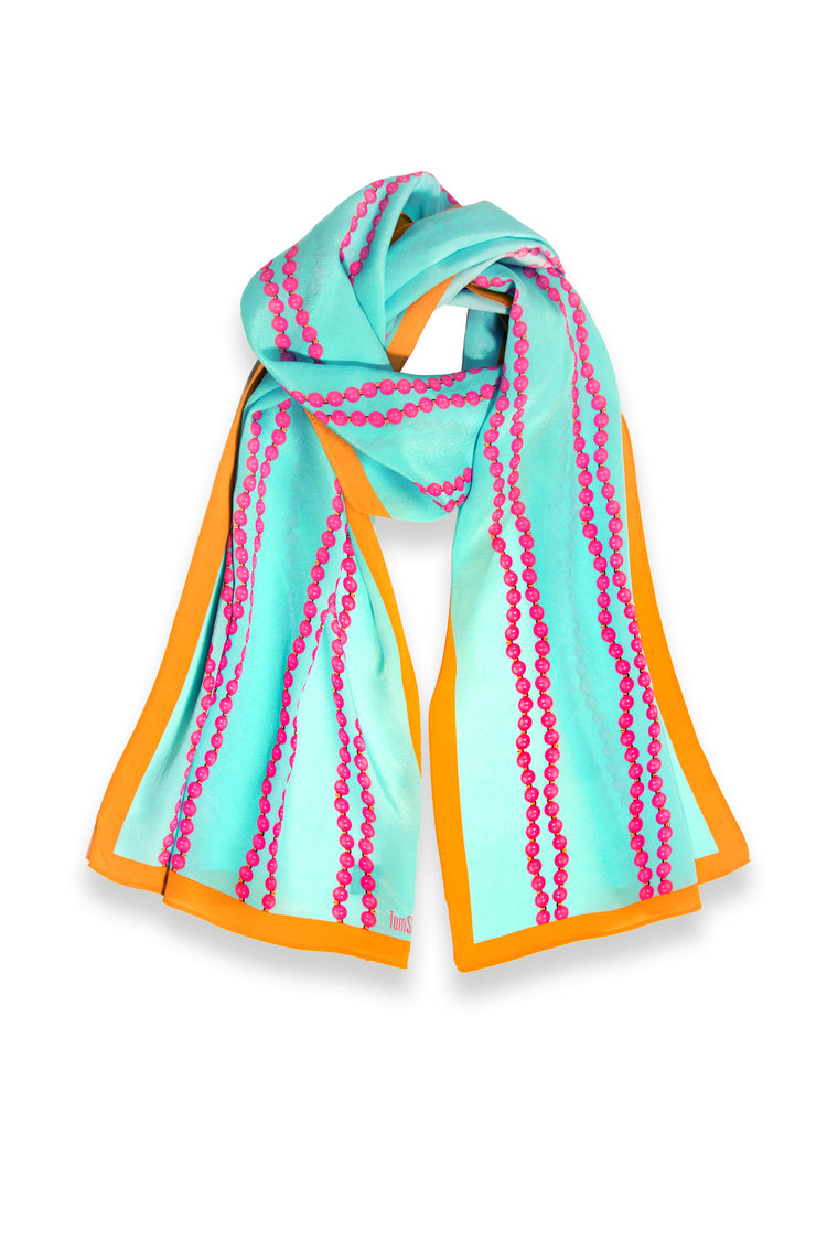 Seidenschal - hellblau lang