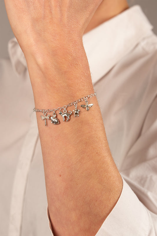 TS Solid Silver Armband fünf Tiere