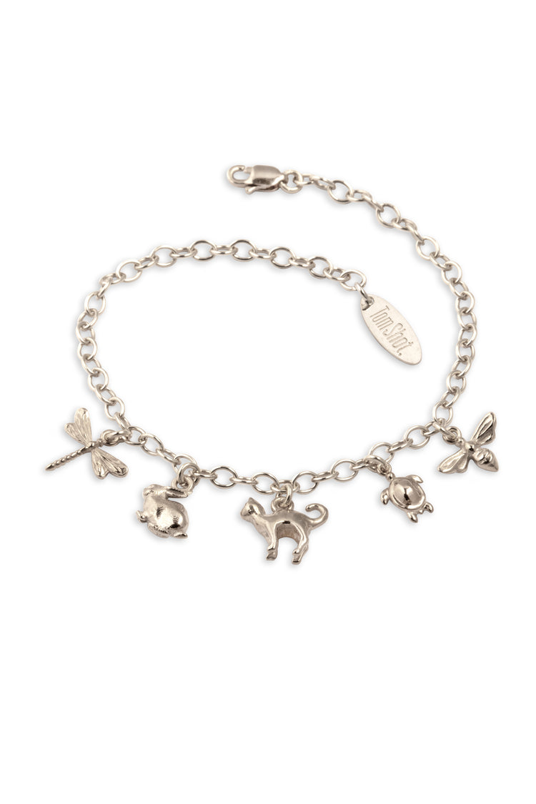 TS Solid Silver Armband fünf Tiere