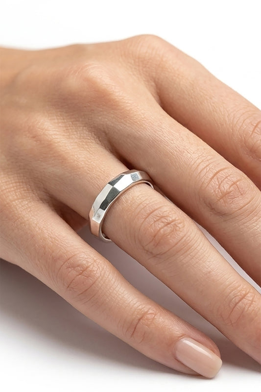 TS Solid Silver schmaler Facettenring