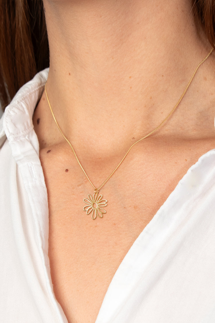 TS Solid Silver Kette große Blume