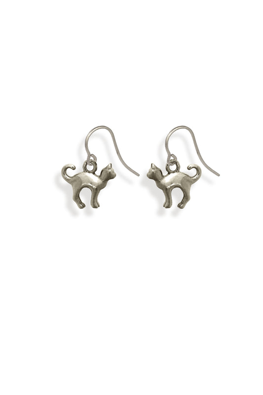 TS Solid Silver Ohrhaken Katze