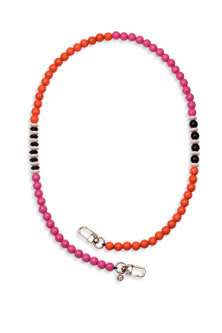 Holzperlen Schlüsselkette zweifarbig