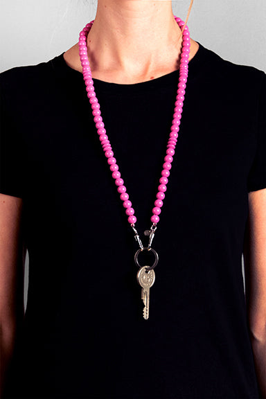 Holzperlen Schlüsselkette einfarbig