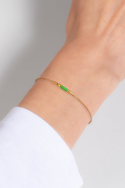 Farmer - Armband fünf Glasperlchen grün
