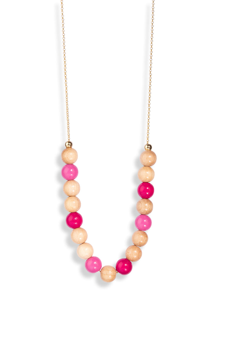 Woody Berlin- Kette runde Holzperlen multi
