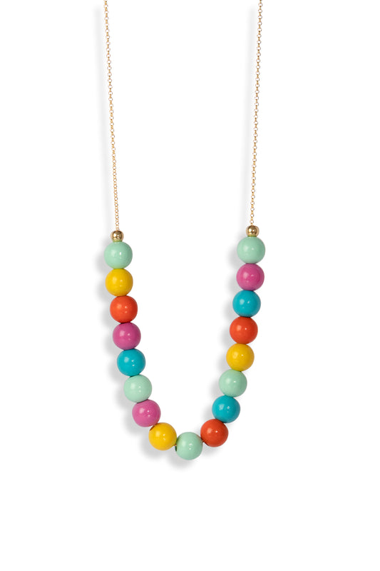 Woody Berlin- Kette runde Holzperlen multi